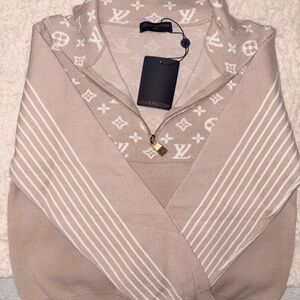 LV Taupe and Ivory Cowl Neck Sweater